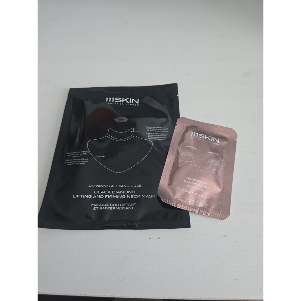 111SKIN Black Diamond Lifting & Firming Neck Mask + Rose Gold Eye Mask NEW